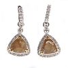 Colored diamond, diamond & 18k white gold earrings