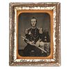 Framed Quarter Plate Ambrotype Portrait of a New Jersey State Militiaman, with Sword and Shako