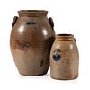 Two Ohio Cobalt-Decorated Stoneware Jars