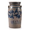 A Spectacular Pennsylvania Ten Gallon Stoneware Jar with Cobalt Floral Decoration