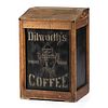 A Dilworth's Coffee Stenciled Metal and Wood Display Bin