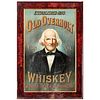 An Old Overholt Whiskey Tin Advertising Sign