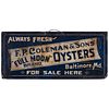 An F. P. Coleman & Sons Oysters and George's Whole Hog Sausage Metal Advertising Signs