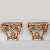 Pair of Louis XV Style Giltwood Consoles