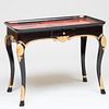Louis XV Style Ebonized, Red Lacquer and Parcel-Gilt Table 