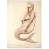 ROBERTO FABELO, Sirena, Signed and dated 1989, Sanguine on paper, 18.1 x 13.3" (46 x 34 cm)
