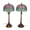 Pair of Vintage Cranberry Glass Lamps