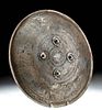Antique Indian Copper Dahl Shield, Royal Hunting Scenes