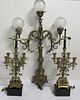 Lot Of 3 Victorian Brass Lamps.