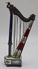 Miniature Viennese .900 Silver and Enamel Harp.