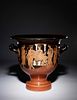 An Attic Red-Figured Krater 
Height 14 1/8 x width 14 3/4 inches.