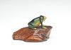 Wonderful sculpture of a green frog perched on base, Charles Perdew, Henry, Illinois, 1956.