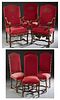 Set of Seven Louis XV Stle Carved Beech Upholstered Dining Chairs, 20th c., consisting of three fauteuils and four side chairs, the arched high backs 