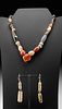 Roman / Phoenician Glass & Stone Necklace w/ Earrings