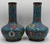 Pair of 19th C Cloisonne Vases.