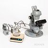 Bausch & Lomb Mark-V "Gemolit" Microscope and Accessories, a Gem Polariscope, and Duplex II Refractometer, and an Ohaus model CT600-S s
