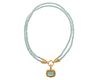 ELIZABETH LOCKE 18K Gold, Glass Intaglio, Mother-of-Pearl, and Aquamarine Pendant Necklace