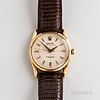 Rolex 14kt Gold Reference 6590/6593 Wristwatch, c. 1955, Bombay lugs, screw-down Oyster crown, ivory-tone cross-hair dial, dauphine han