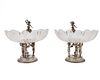 Pair of German Figural Silver and Cut-Glass Compotes