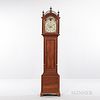 John Osgood Cherry Tall Clock, Haverhill, New Hampshire, c. 1800, fret-top case above the freestanding reeded columns, roman numeral pa