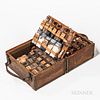 Early Leather and Brass Traveling Apothecary or Medicine Case, central hinged case with dual carrying handles opening to two interior h