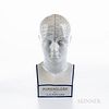 Reproduction L.N. Fowler Ceramic Phrenology Head, 337 Strand, London, cranium divided by ink lines into areas representing the sentimen