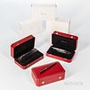 Three Cartier Limited Edition Fountain Pen Sets, no. 126/500 "Panther" with jade eyes; no. 0578/2000 in a platinum and black lacquer fi