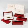 Cartier 18kt Gold 150th Anniversary Mini Roller Ball Pen and Three Others, a "Diabolo de Cartier" rollerball and fountain pen set in re
