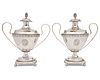 Pair of Swedish Silver Neoclassical Covered Urns,