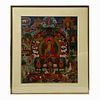 Vintage Chinese Buddhist Oil Painting.