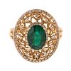 An Emerald & Diamond Filigree Ring in 14K