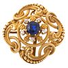 A Victorian Sapphire & Diamond Scroll Pin/Pendant