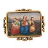 An Antique Painted Porcelain Pin/Pendant in 14K