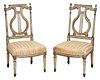 Pair Louis XVI Painted Lyre Back Side Chairs