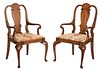 Pair Queen Anne Style Shepherd's Crook Armchairs