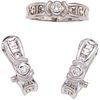 RING AND EARRINGS SET WITH DIAMONDS. 18K WHITE GOLD