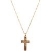 NECKLACE AND CROSS. 14K YELLOW GOLD