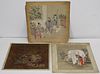 3 Unsigned Antique Asian Watercolor Paintings