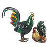 Majolica Rooster & Papier Mache Rooster