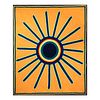 Tabla huichola. México. Siglo XX. Elaboradas con estambre multicolor y cera de Campeche sobre madera. Decorada con sol.