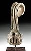 Etruscan Bronze Handle Silver Inlay w/ Female Sphinxes