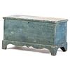 A Chippendale Carved and Blue Painted Poplar Diminutive Blanket Chest