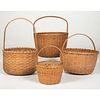 Four Splint Oak Baskets