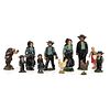 Eleven Toy Figurines, Including Seven Cast Iron Amish Figures