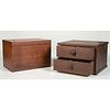 A Walnut Ballot Box and a Two-Drawer Table-Top Chest