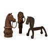 Two Cast Iron Horse Hitching Post Tops and Andiron
