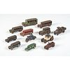 Twelve Cast Iron and Metal Painted Toy Vehicles