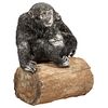 Mario Buccellati, a Rare and Exceptional Italian Silver Gorilla Monkey on Base