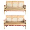 Pair Regency Style Painted / Caned Seat Settee's