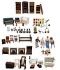 Large Group of Wood and Metal Doll House Furniture